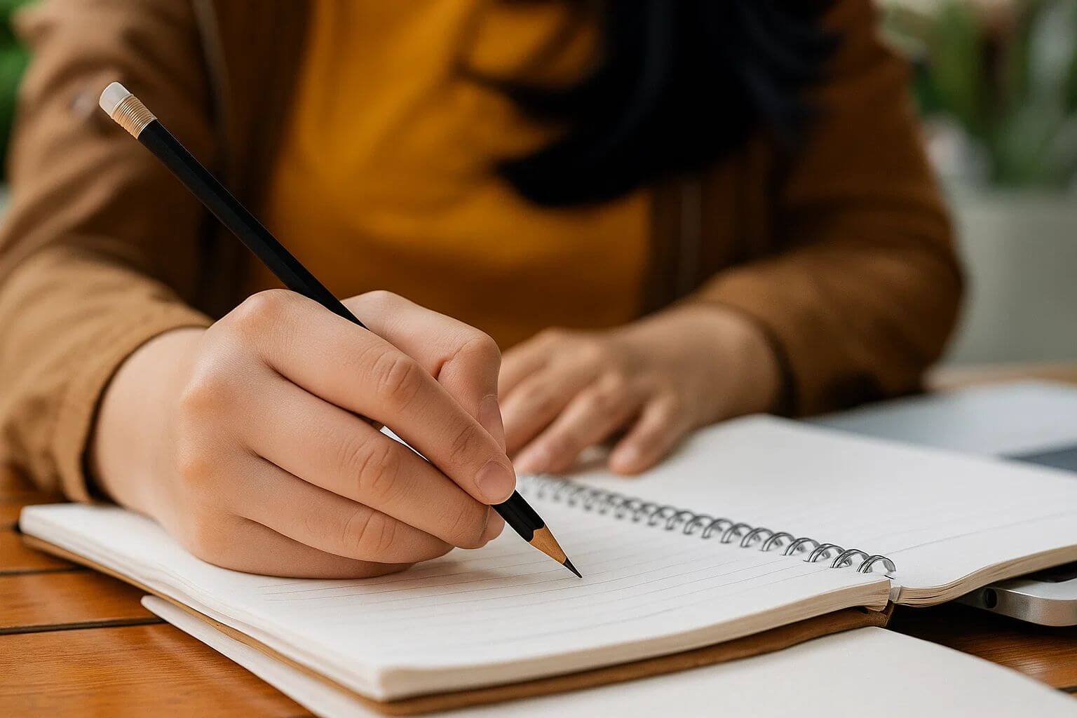 Cuaderno y lápiz para registrar hábitos